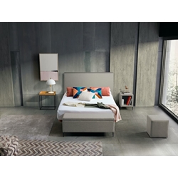 Cabecero cama gris y puff - Imagen 1