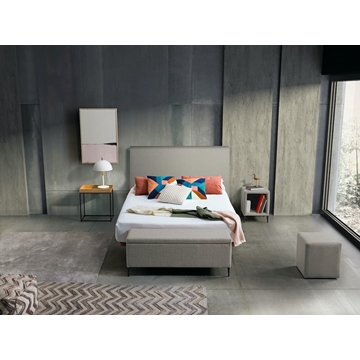 Cabecero cama gris y puff - Imagen 1