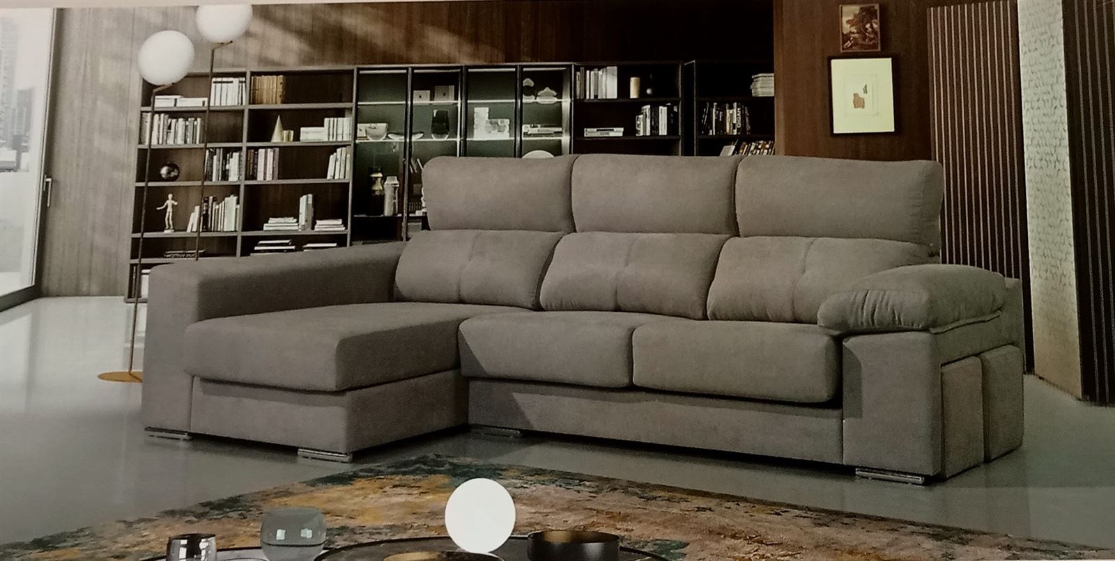Chaisse Longue color marrón grisáceo ó gris marengo - Imagen 1