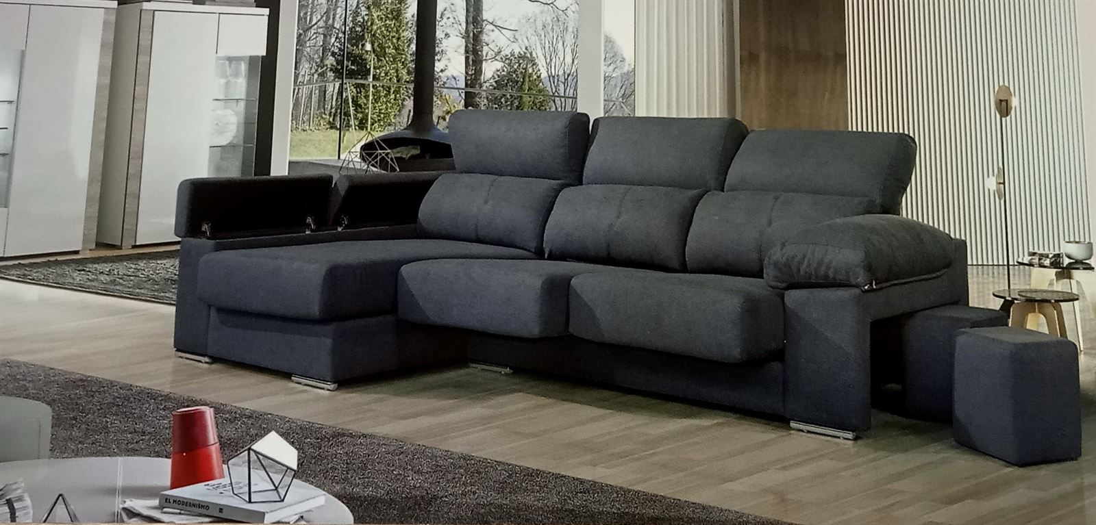 Chaisse Longue color marrón grisáceo ó gris marengo - Imagen 2