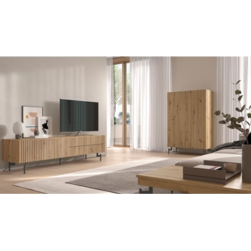 Composición comedor madera franjas - Imagen 1