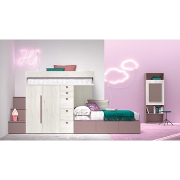 Composición juvenil literas rosa - Imagen 1