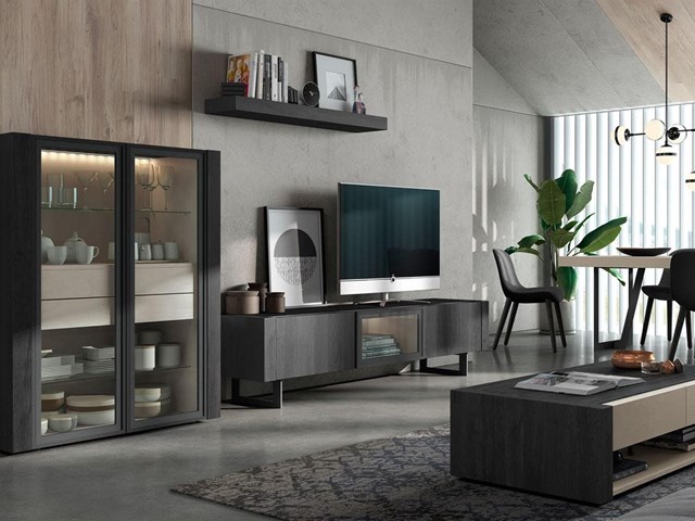 Composición Salón Madera Oscura