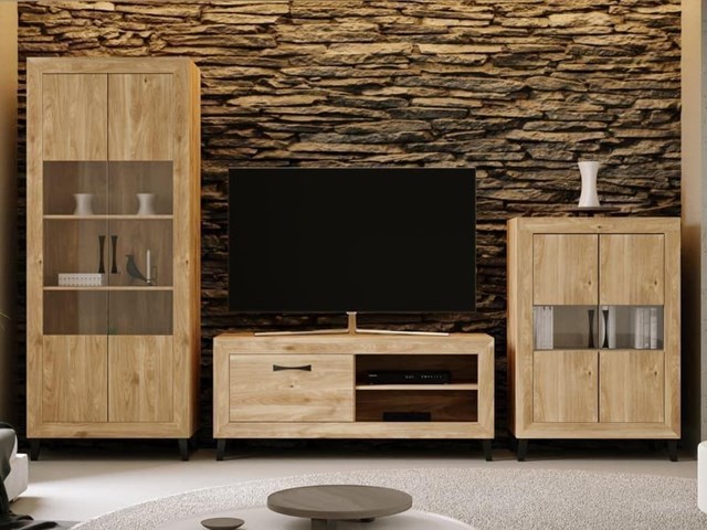 Composición Salón Madera y Negro