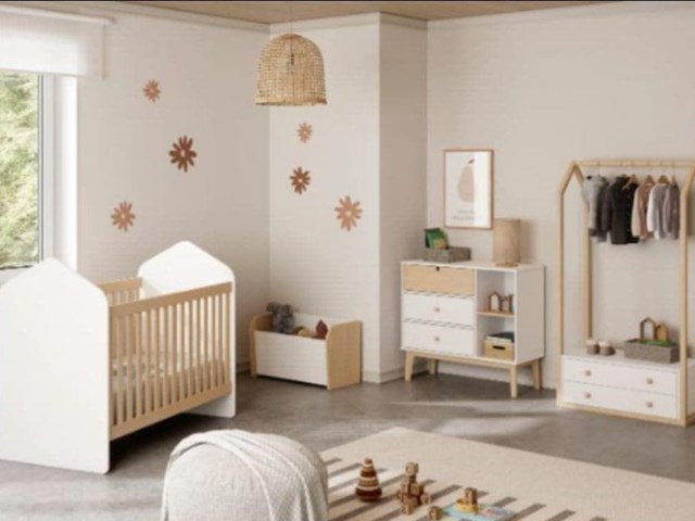 Dormitorio de Bebé en Blanco y Madera