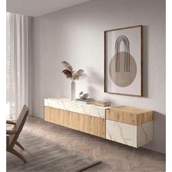 Mueble auxiliar madera mármol - Imagen 1