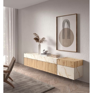 Mueble auxiliar madera mármol - Imagen 1