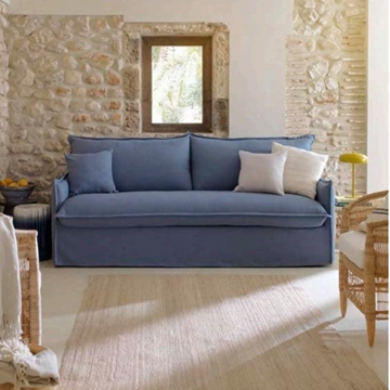 Sofá cama en color azul - Imagen 1